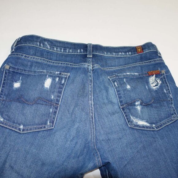 7 For All Mankind Men's Relaxed Fit Jeans Size 32 x 32 Destroyed Blue Button Fly - Picture 9 of 9